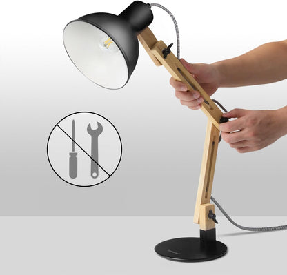 Černá stolní lampa E27 230 V, nastavitelná