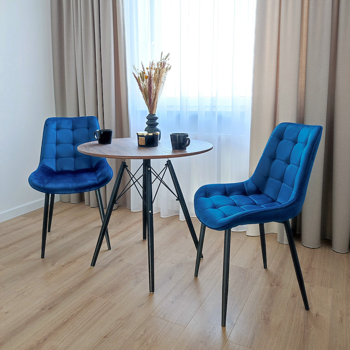 Sametová židle NORMAN Velvet tmavě modré