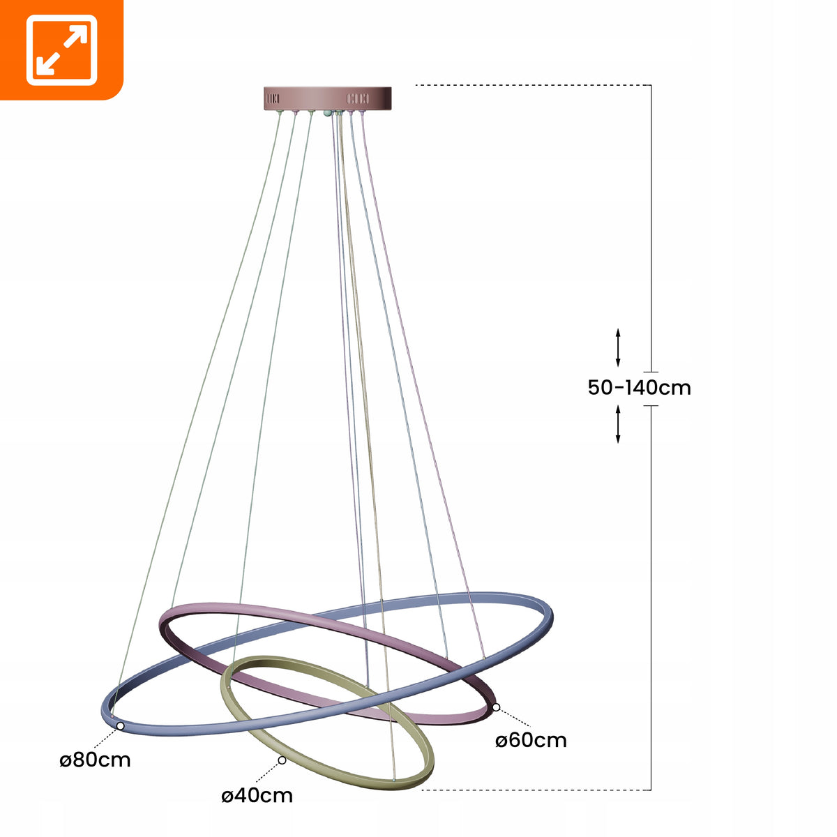Zlaté kancelářské závěsné LED svítidlo 113 W