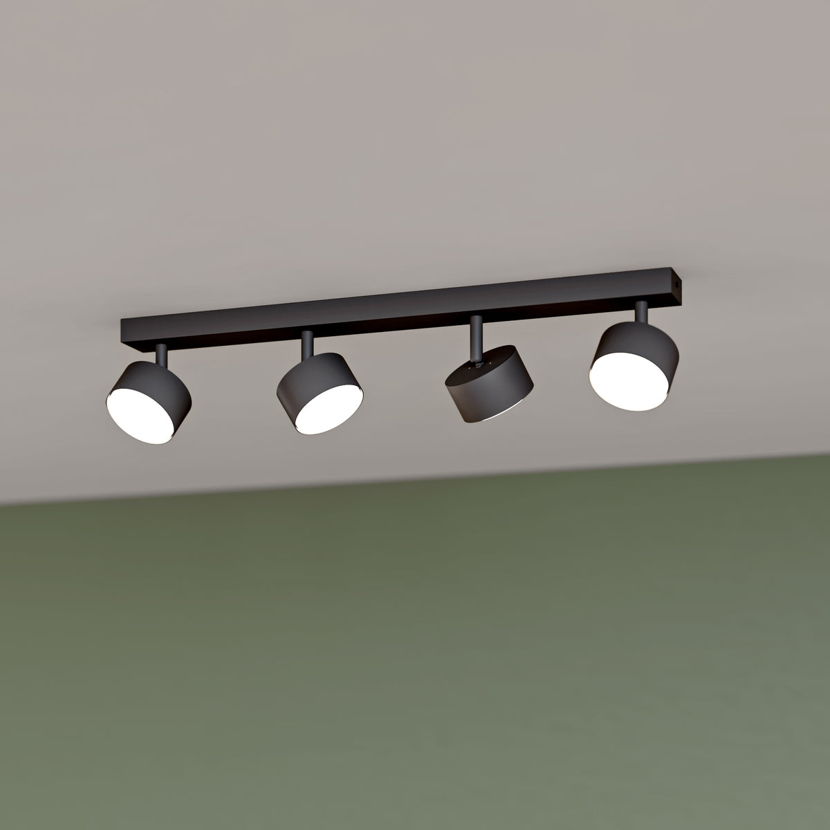 Černé přisazené bodové svítidlo GX53 60 cm, nastavitelné