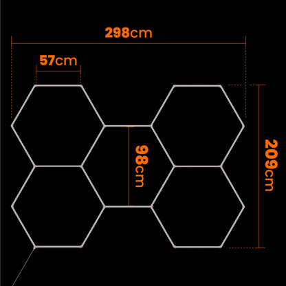 LED HEXAGON osvětlení do garáže 240 W, stmívatelné