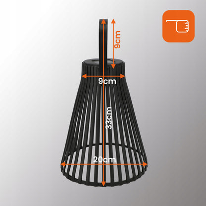 Černý solární LED lampion 3000 K, 33 × 20 cm, IP44