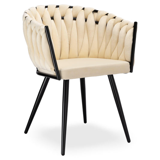Sametová židle pletené ASTON VELVET béžové