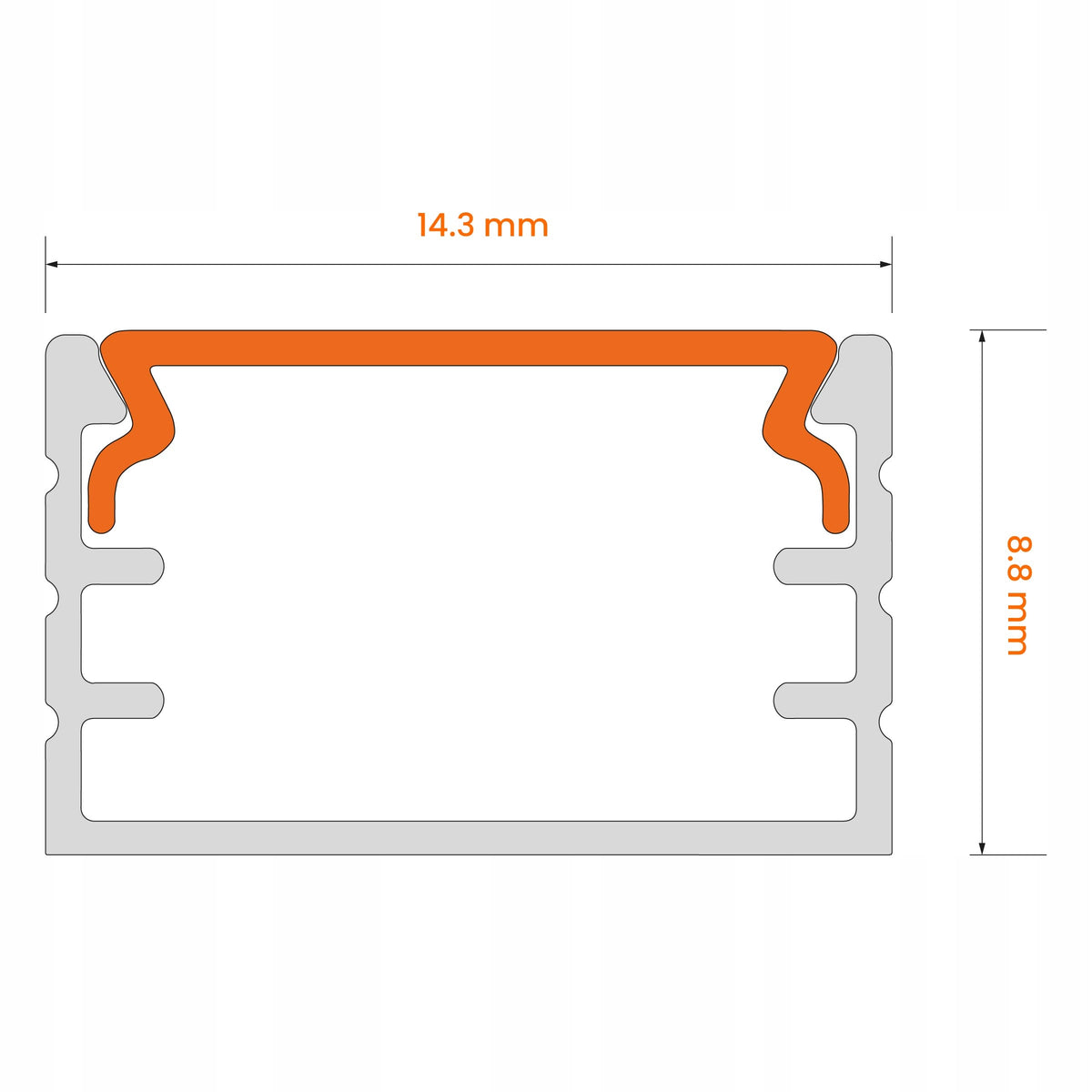 Černý hliníkový profil pro LED pásek 1 m, pro přisazenou i zápustnou montáž