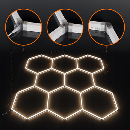 LED HEXAGON osvětlení do garáže 313 × 298 cm