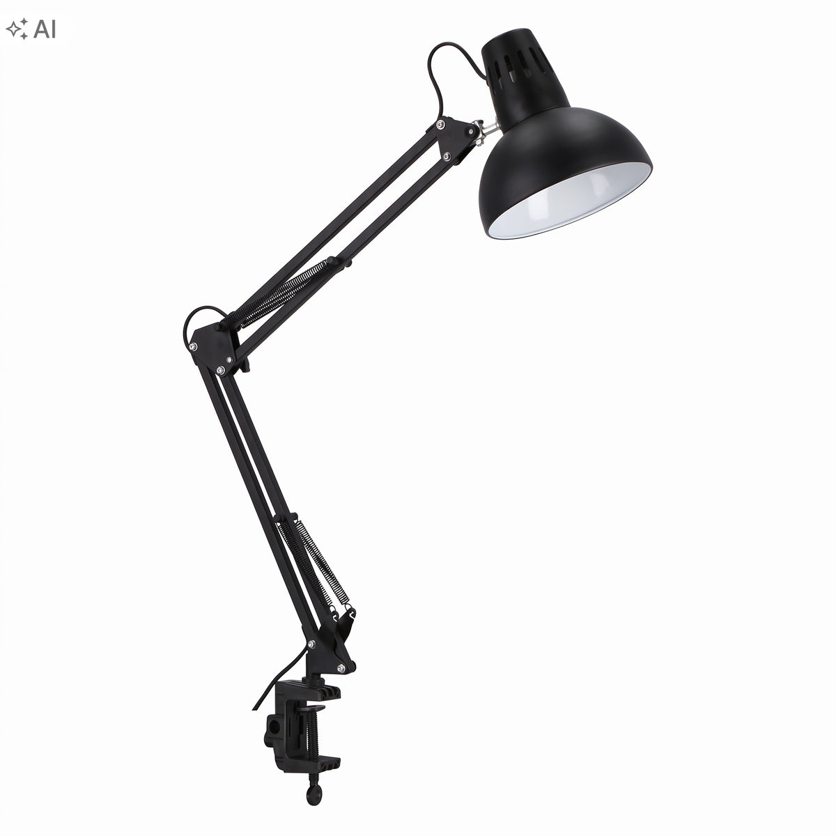 Černá stolní lampa E27, s klipsem