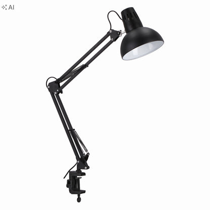 Černá stolní lampa E27, s klipsem