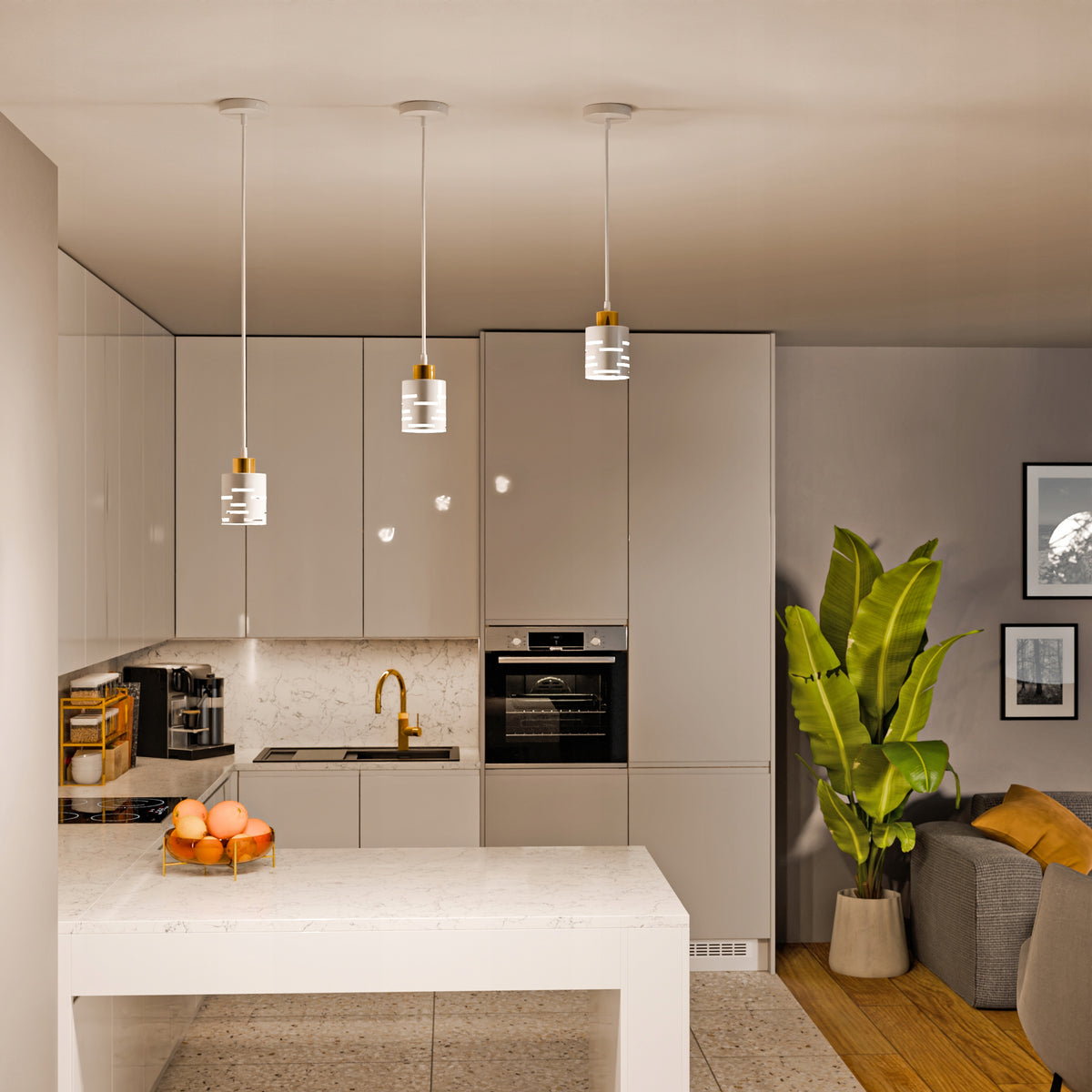 Bílé závěsné svítidlo E27