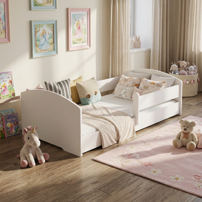 Montessori dětská postel LEO 140 × 70 cm s ochrannou zábranou