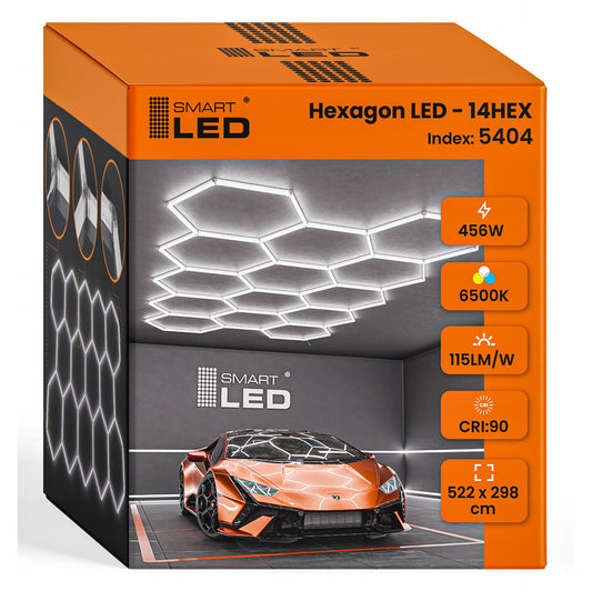LED HEXAGON osvětlení do garáže 522 × 298 cm