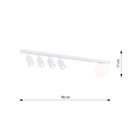 Stropní svítidlo BASTER 5 – bílé, bílé sklo