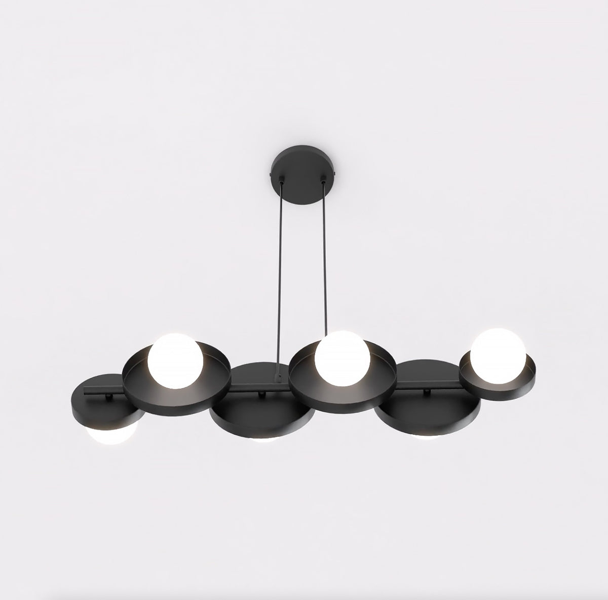 Závěsné svítidlo MODEL 6 – černé, bílé sklo
