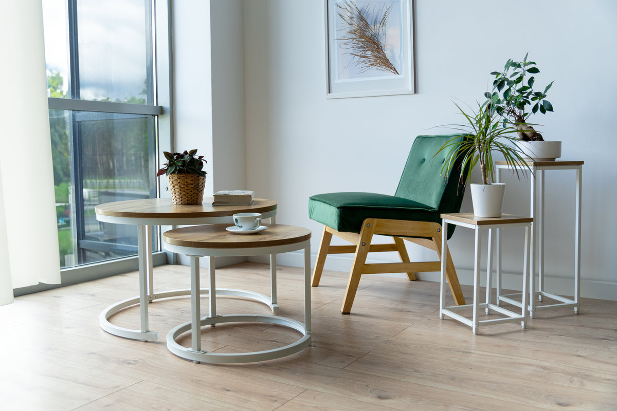 Konferenční stolky loft Galen Craft bílý sada 2 kusů