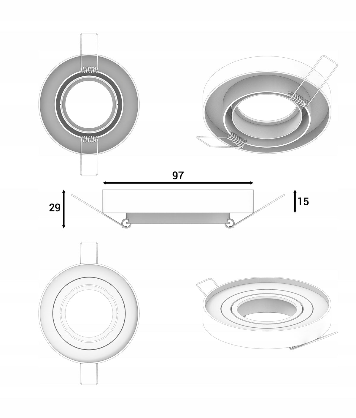 Bílé zápustné stropní svítidlo GU10, nastavitelné