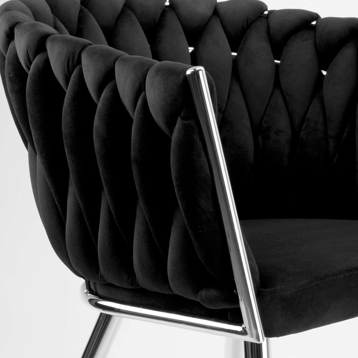 Sametová židle pletené COFTON chrom VELVET černý