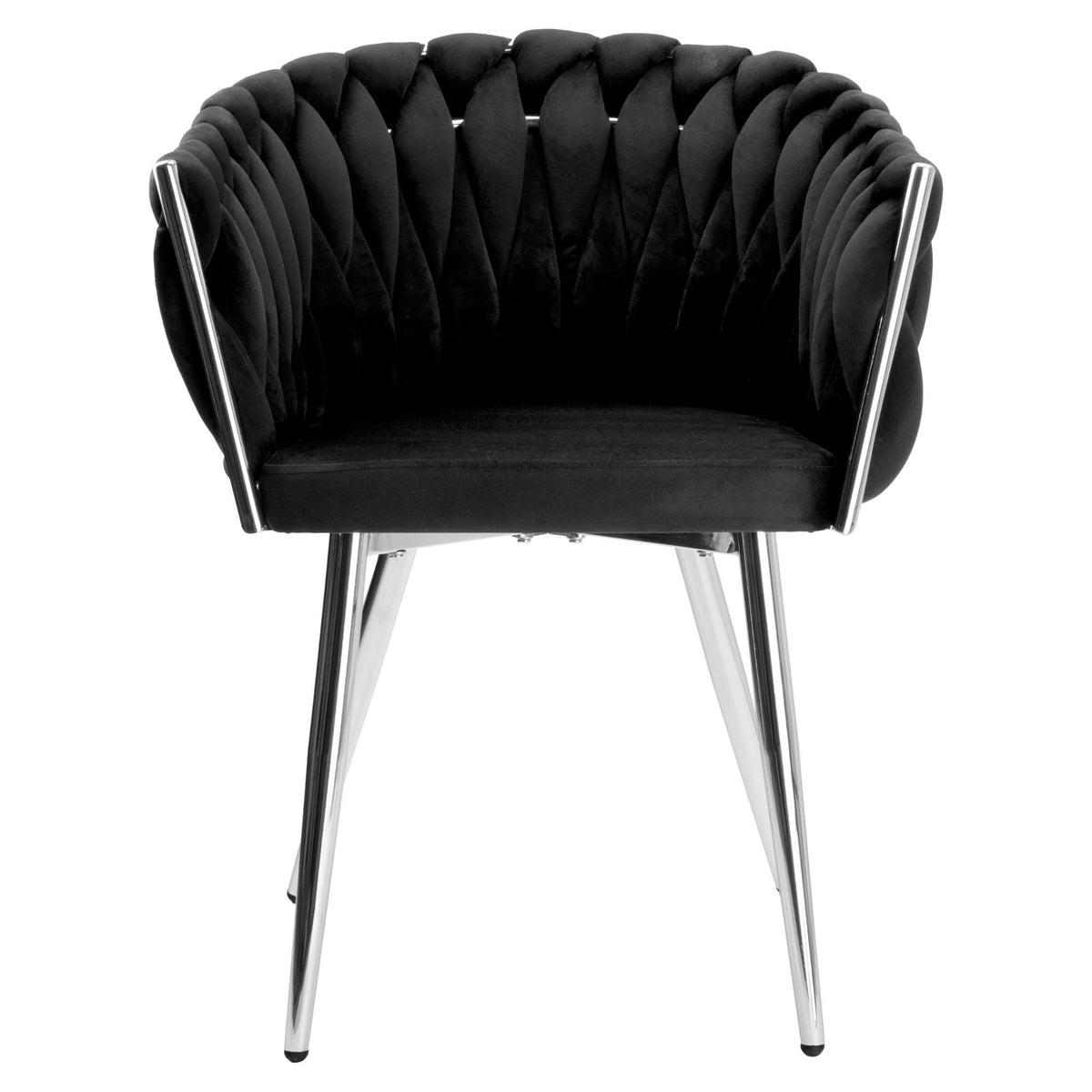 Sametová židle pletené COFTON chrom VELVET černý