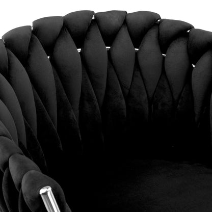 Sametová židle pletené COFTON chrom VELVET černý