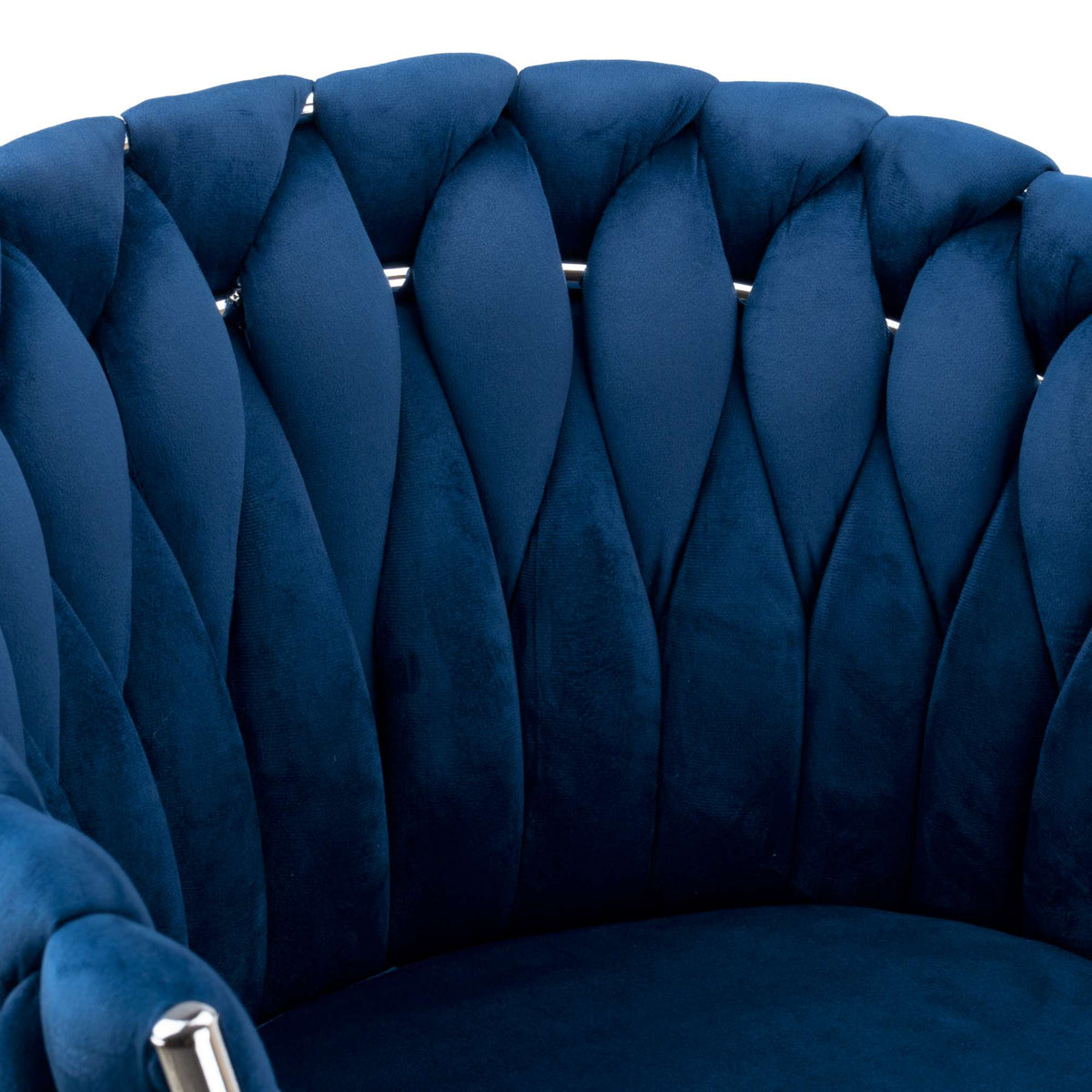 Sametová židle pletené COFTON chrom VELVET tmavě modrý