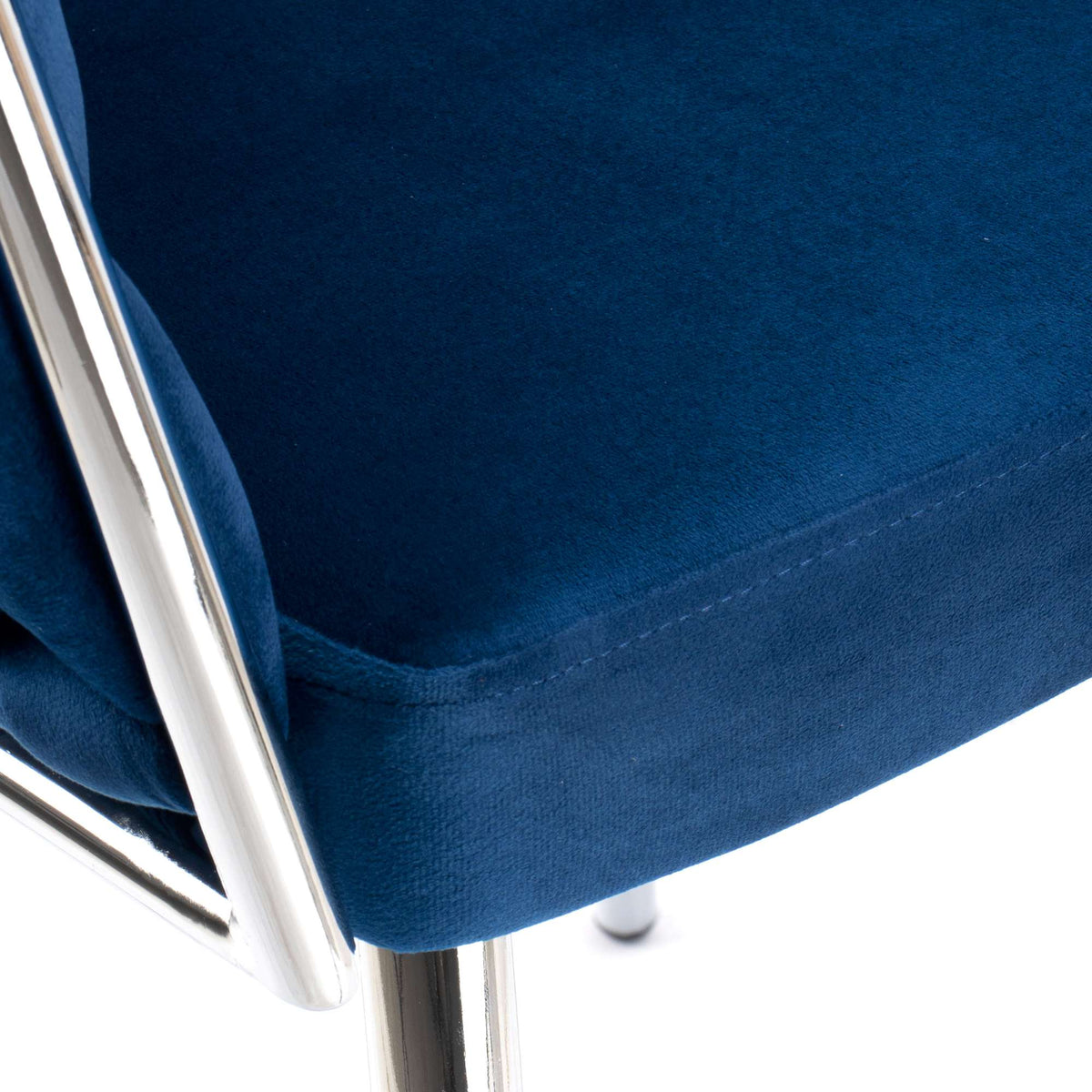 Sametová židle pletené COFTON chrom VELVET tmavě modrý