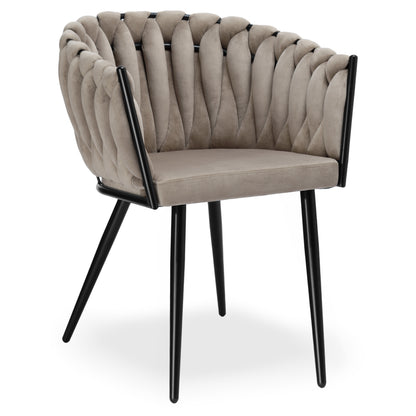 Sametová židle pletené ASTON VELVET taupe