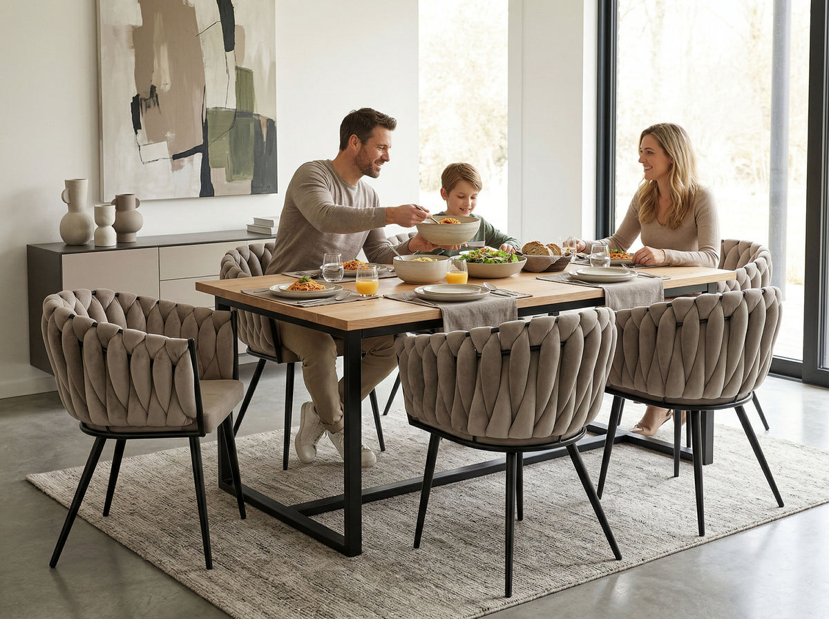 Sametová židle pletené ASTON VELVET taupe