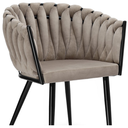 Sametová židle pletené ASTON VELVET taupe
