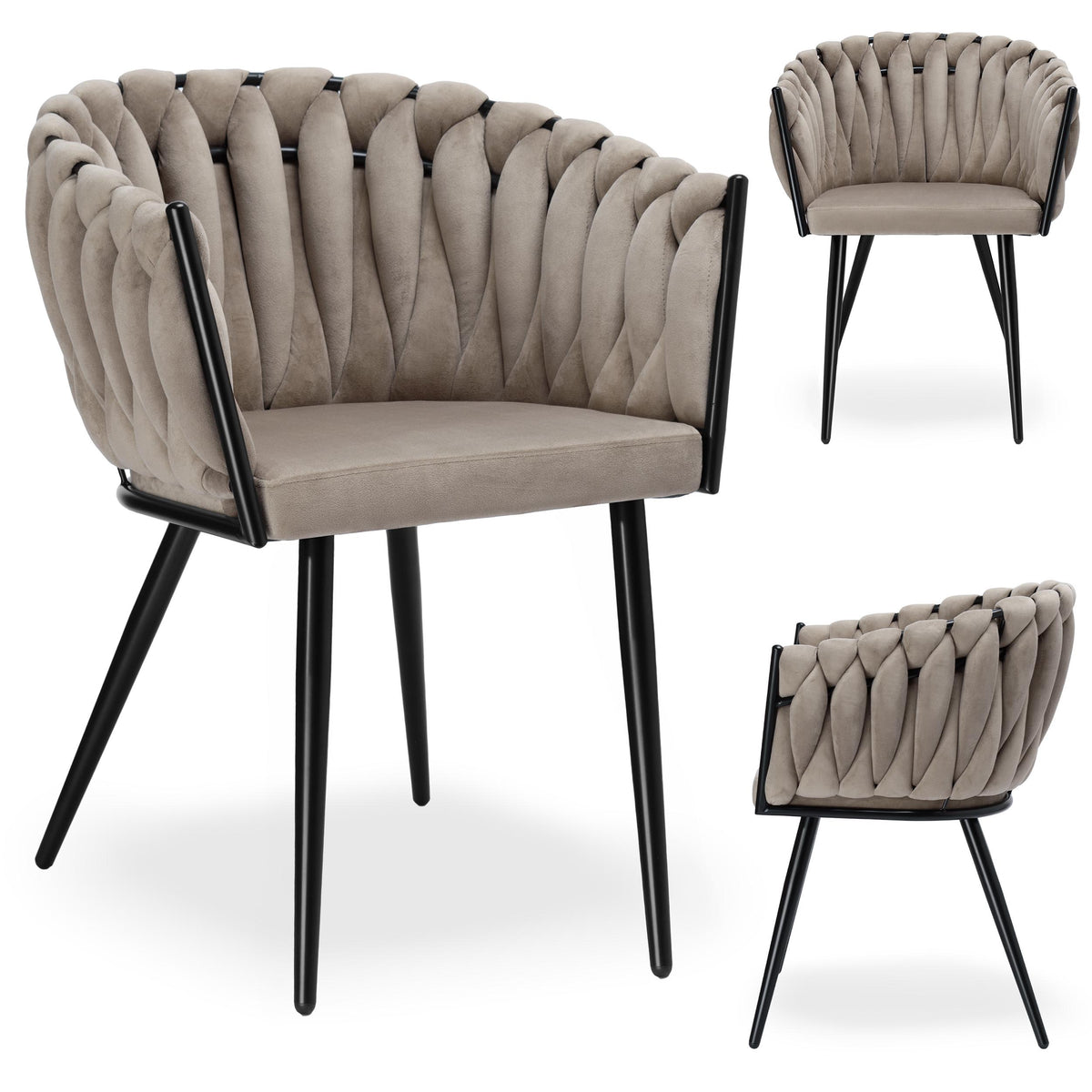Sametová židle pletené ASTON VELVET taupe