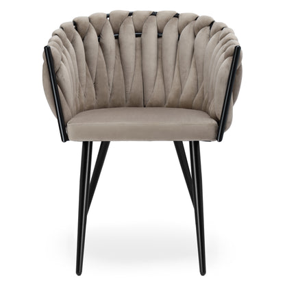 Sametová židle pletené ASTON VELVET taupe