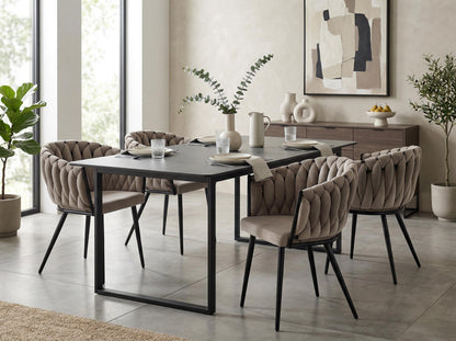 Sametová židle pletené ASTON VELVET taupe