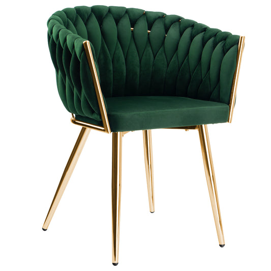Sametová židle pletené COFTON gold VELVET tmavě zelený
