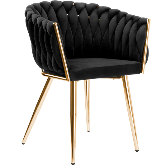 Sametová židle pletené COFTON Gold VELVET černý