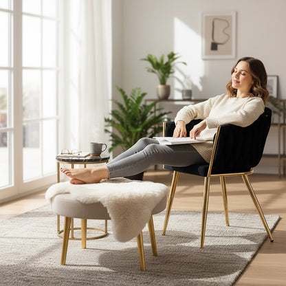 Sametová židle pletené COFTON Gold VELVET černý