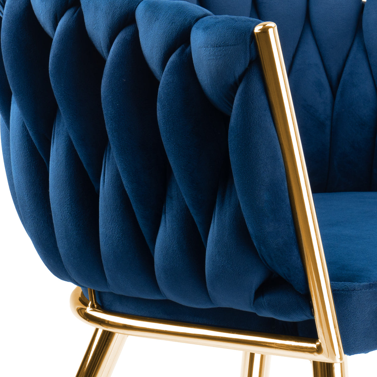 Sametová židle pletené COFTON gold VELVET tmavě modrý