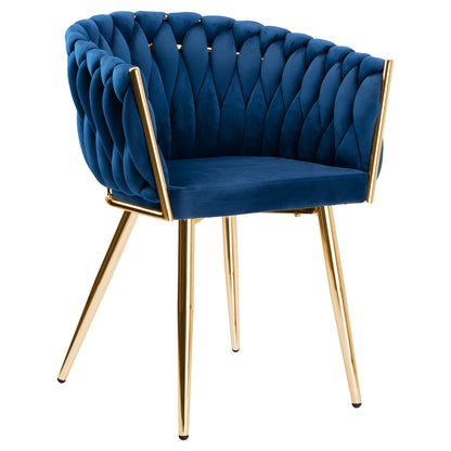 Sametová židle pletené COFTON gold VELVET tmavě modrý