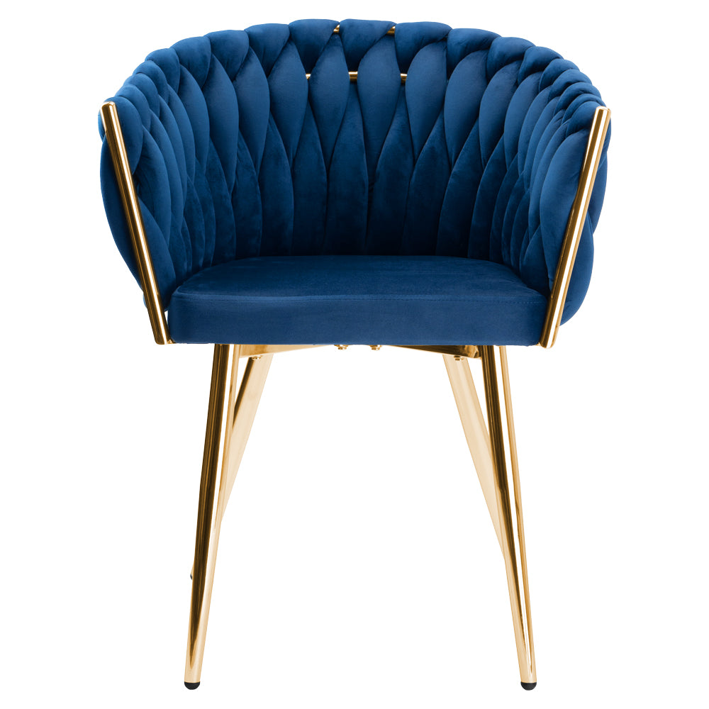 Sametová židle pletené COFTON gold VELVET tmavě modrý