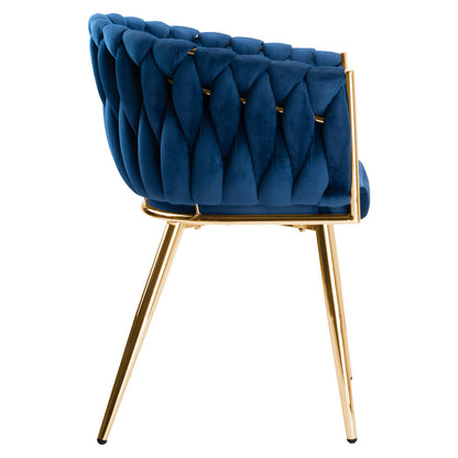 Sametová židle pletené COFTON gold VELVET tmavě modrý