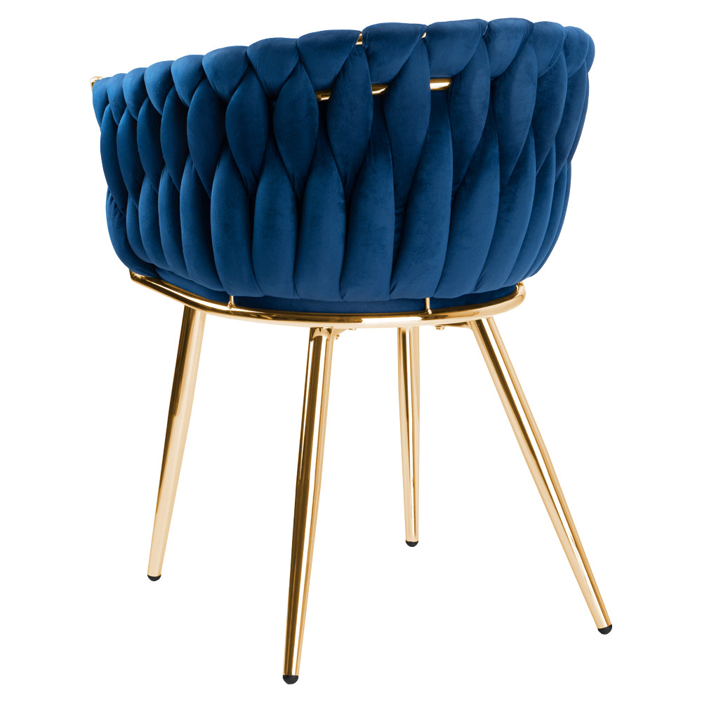 Sametová židle pletené COFTON gold VELVET tmavě modrý