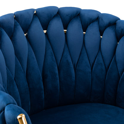 Sametová židle pletené COFTON gold VELVET tmavě modrý