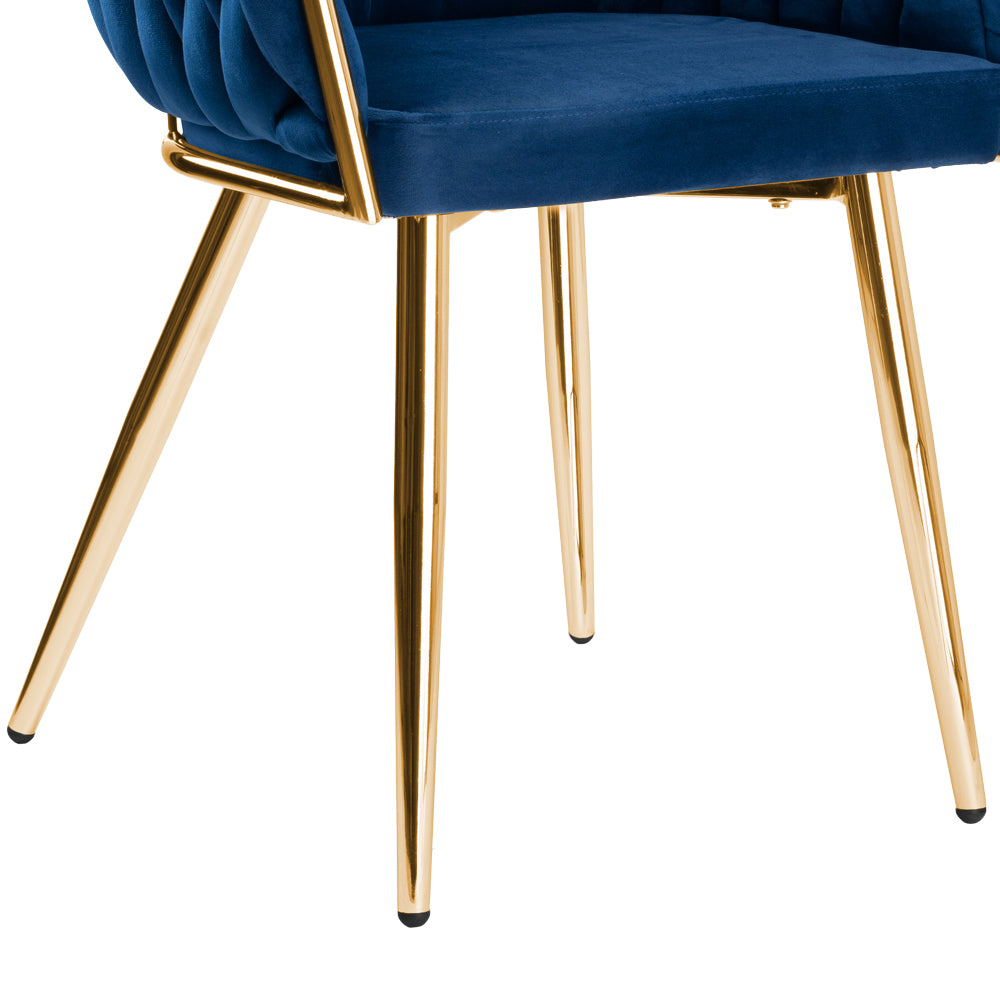 Sametová židle pletené COFTON gold VELVET tmavě modrý