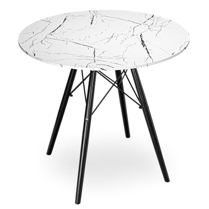 Kulatý stolek PARIS BLACK DTW 80 cm mramor bílý