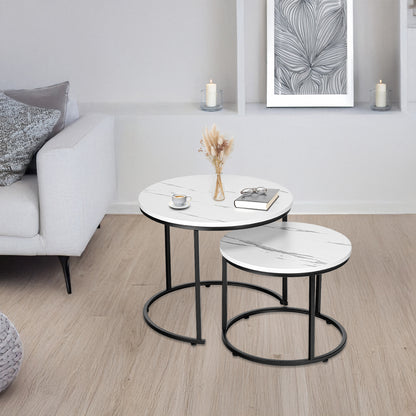 Sada dvou stolků loft Galen Small bílý mramor