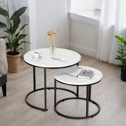 Sada dvou stolků loft Galen Small bílý mramor