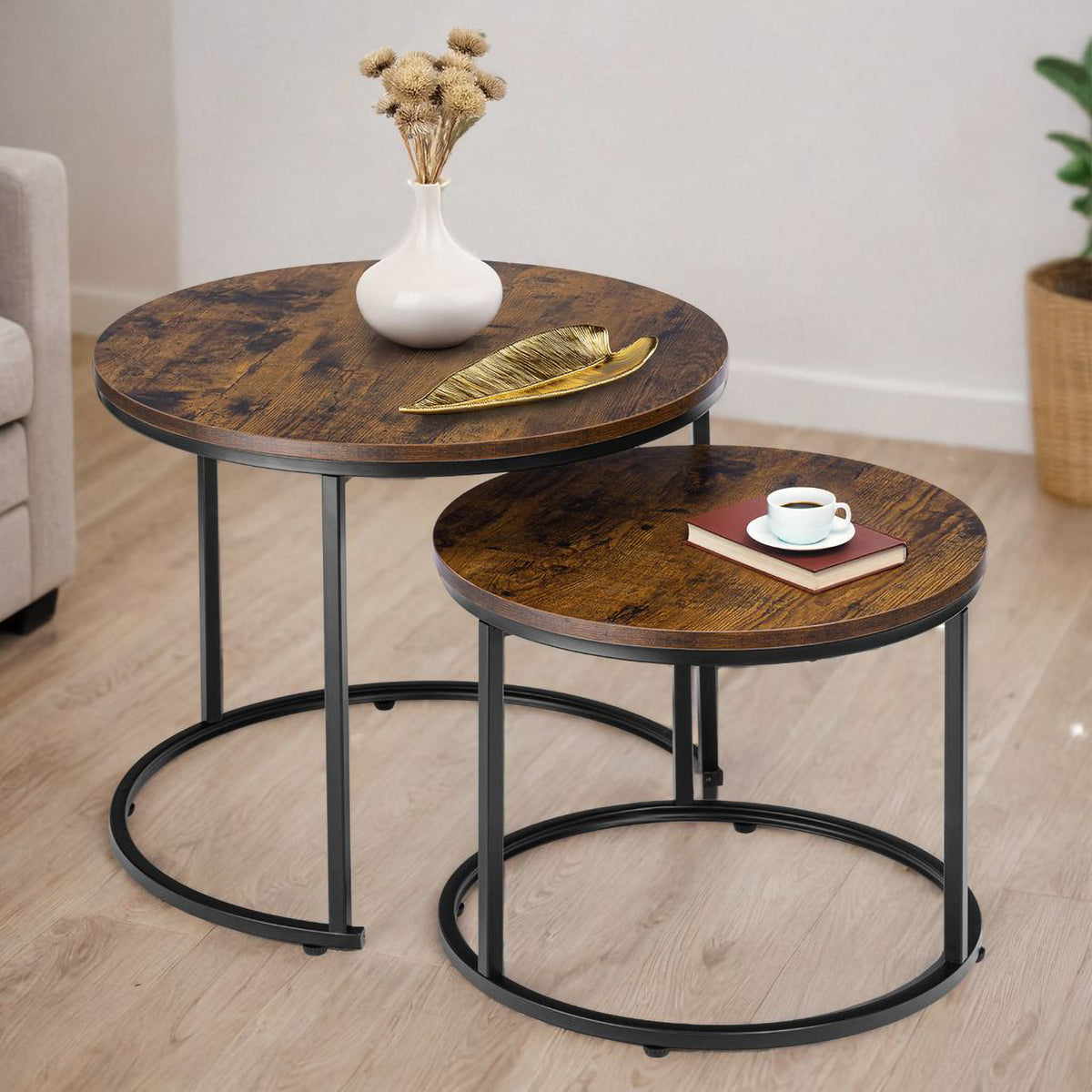 Sada dvou stolků loft Galen Small Rustic