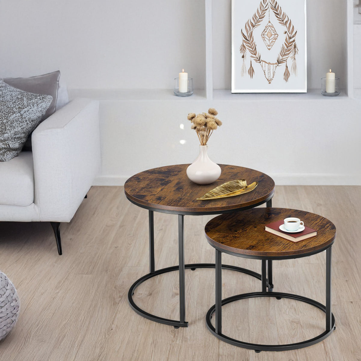 Sada dvou stolků loft Galen Small Rustic