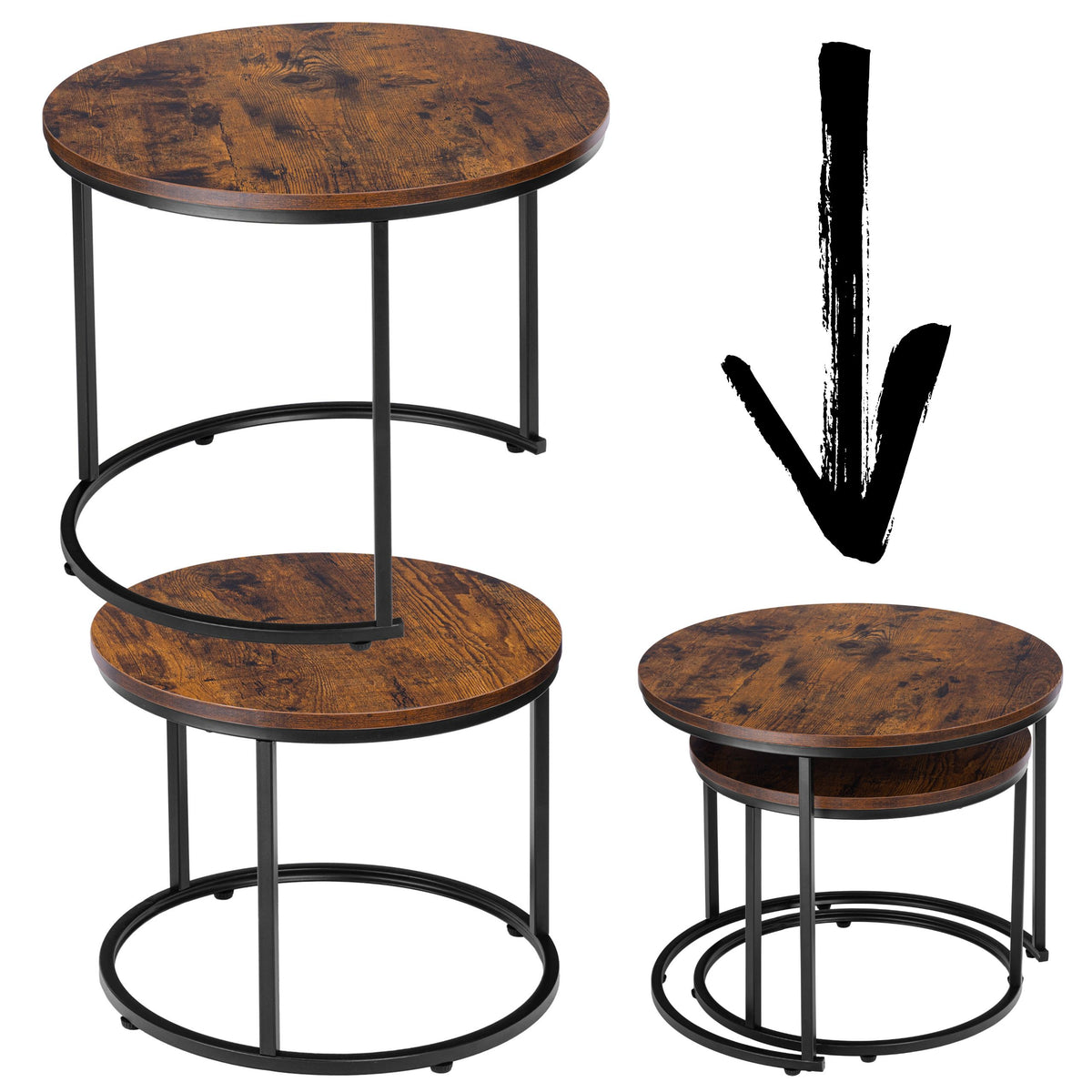 Sada dvou stolků loft Galen Small Rustic