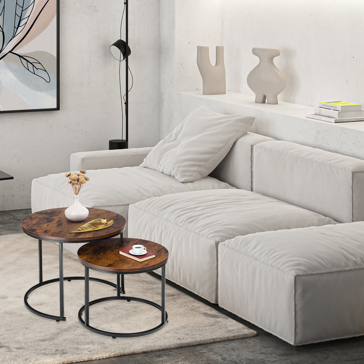Sada dvou stolků loft Galen Small Rustic