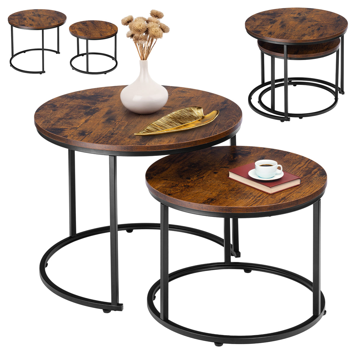 Sada dvou stolků loft Galen Small Rustic