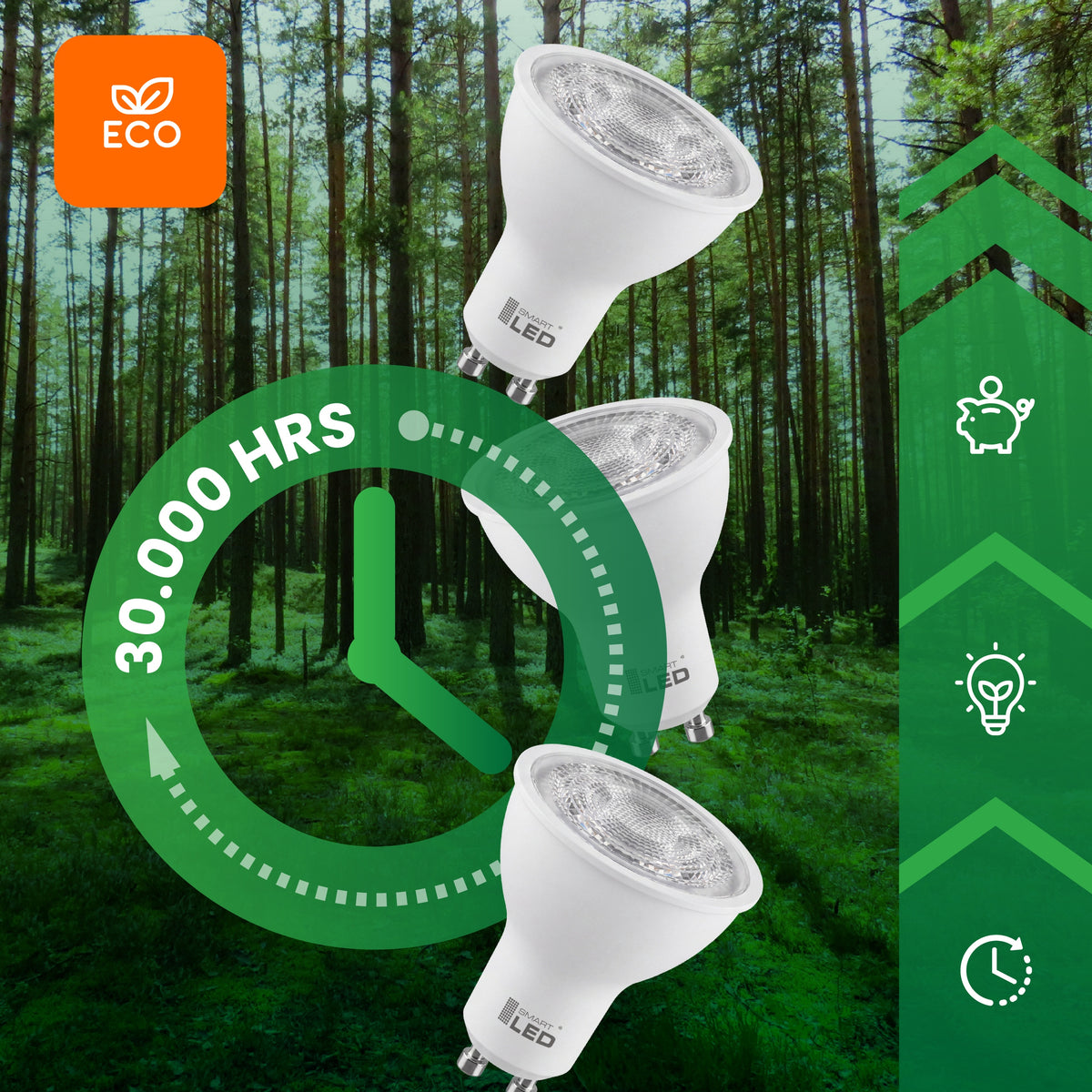 Bílá LED žárovka GU10 9 W, 810 lm, 4000 K – neutrální bílá