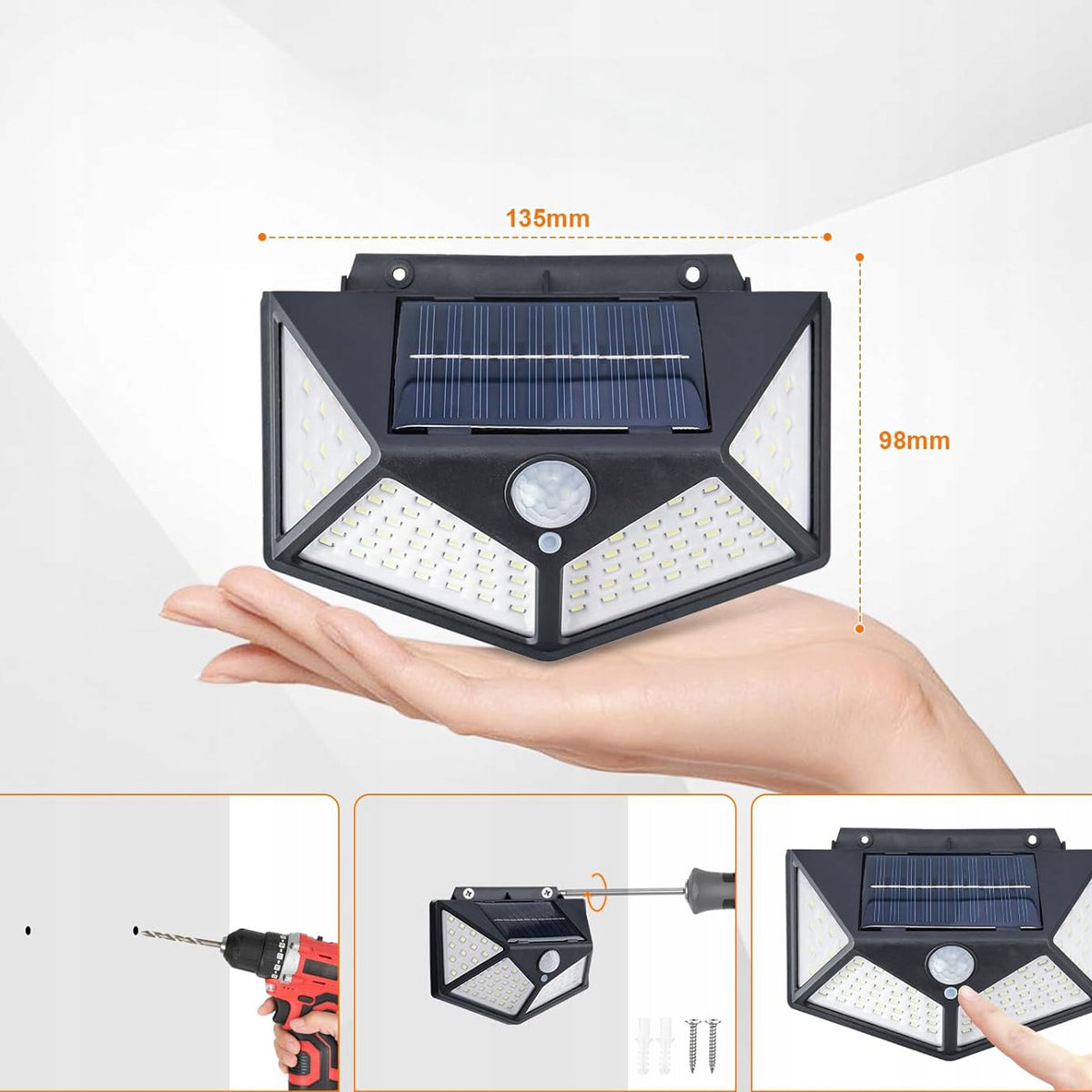 Solární LED reflektor 135 lm