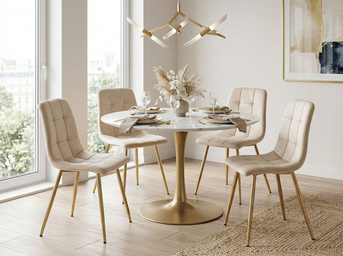 Židle DENVER Velvet Gold béžové